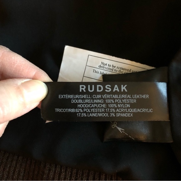 Rudsak Chocolate Brown Leather Bomber Jacket Size Medium - Picture 7 of 13